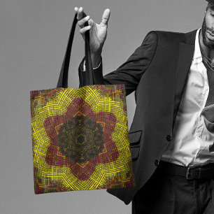 Bolsa Tote Weave Mandala Amarelo e Laranja