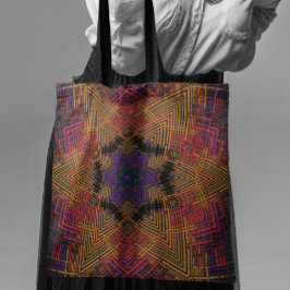 Bolsa Tote Weave Mandala Amarelo Laranja e Roxo