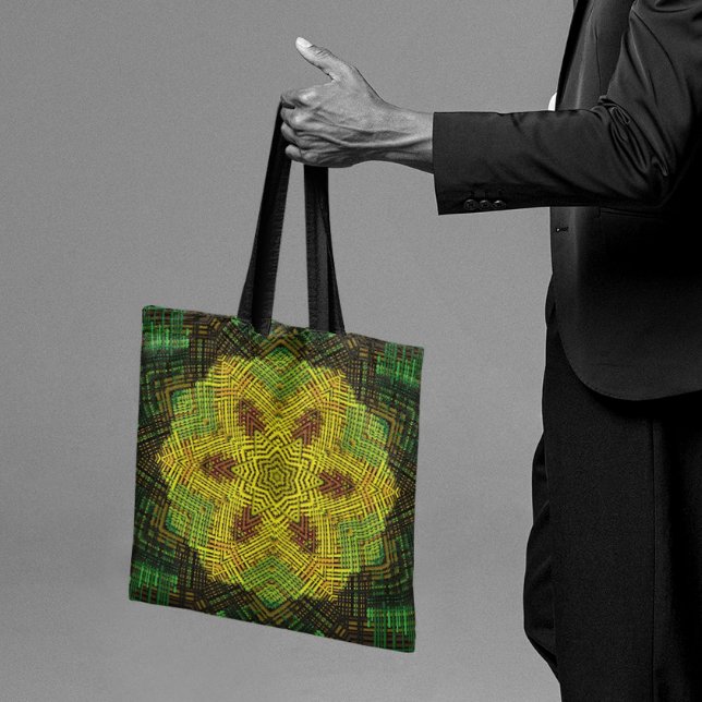 Bolsa Tote Weave Mandala Amarelo Verde e Laranja (Criador carregado)