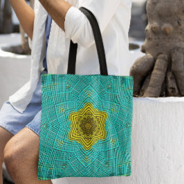 Bolsa Tote Weave Mandala Blue e Amarelo
