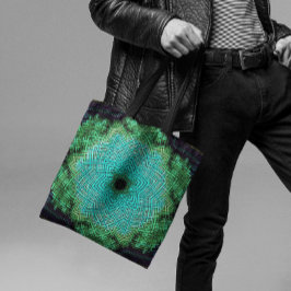 Bolsa Tote Weave Mandala Blue e Green