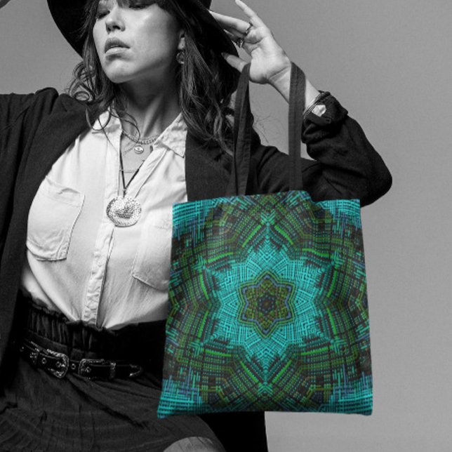 Bolsa Tote Weave Mandala Blue e Green (Criador carregado)