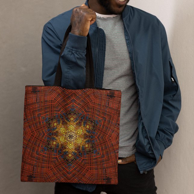 Bolsa Tote Weave Mandala Orange Yellow e Blue (Criador carregado)