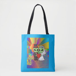 Bolsa Tote Wedding Gift Alien Bride and Groom Psychedelic 