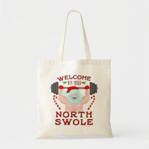 Bolsa Tote Weightlifter engraçado de Papai Noel Swole do