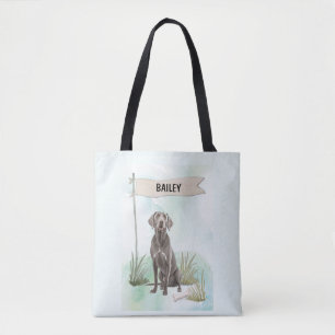 Bolsa Tote Weimaraner Aquarela Cachorro Personalizado