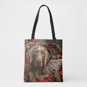 Bolsa Tote Weimaraner Cão Festivo de Natal