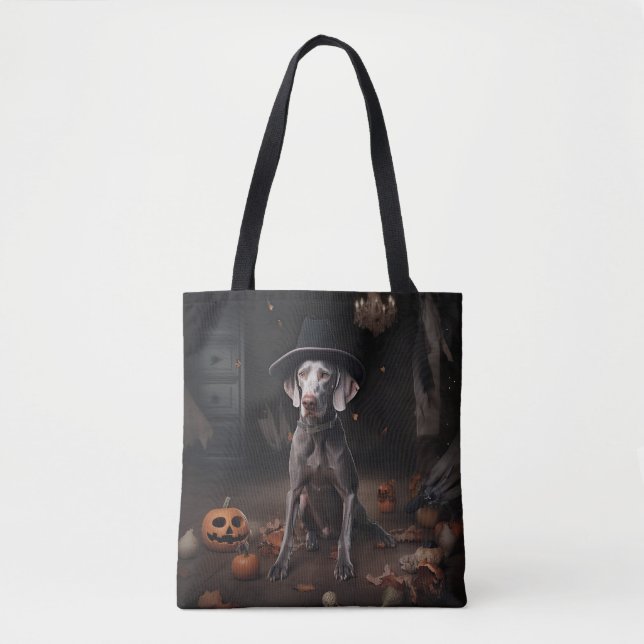 Bolsa Tote Weimaraner Pumpkins Halloween Scary (Frente)