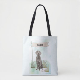 Bolsa Tote Weimaraner Watercolor Personalized Dog