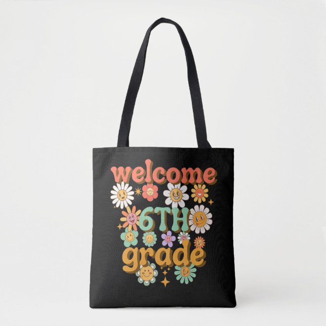 Bolsa Tote welcome 6th grade, first day of school, welcome (Frente)