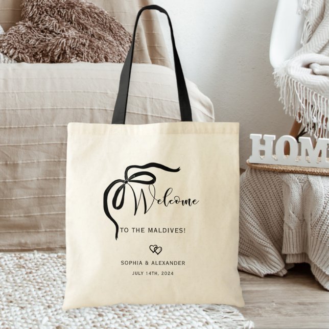 Bolsa Tote Welcome bag for destination wedding, ribbon (Criador carregado)