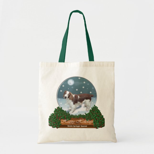 Bolsa Tote Welsh Springer Spaniel presentes de Natal (Frente)