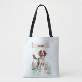 Bolsa Tote Welsh Springer Spaniel Watercolor Personalized Dog