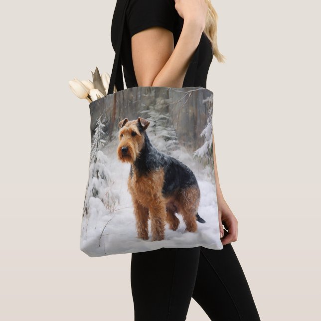 Bolsa Tote Welsh Terrier Deixe Nevar Natal  (Close Up)