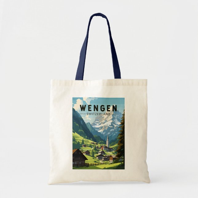 Bolsa Tote Wengen Suiça Art Vintage (Frente)