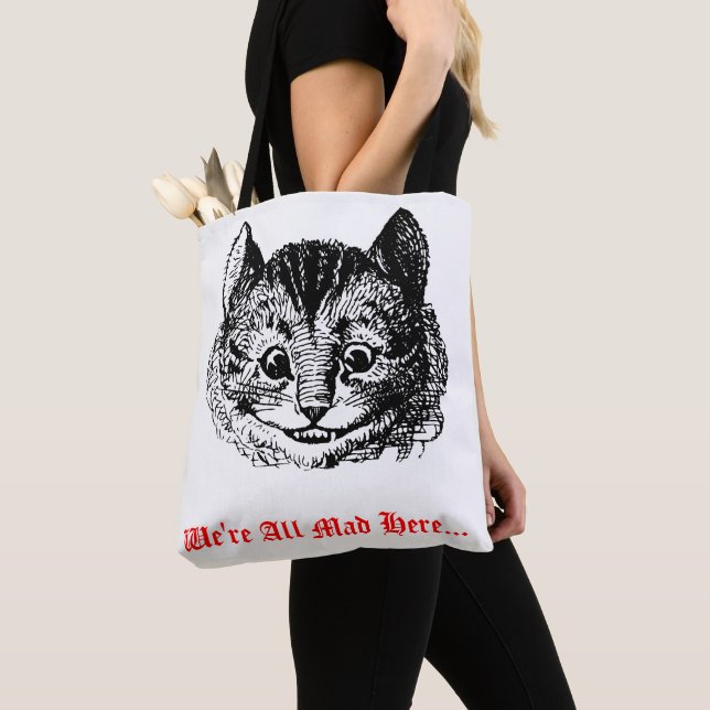 Bolsa Tote We're All Mad Here - Cheshire Cat Wonderland  (Close Up)