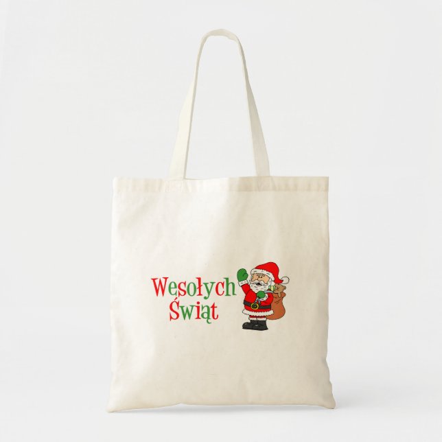 Bolsa Tote Wesolych Swiat - Papais noeis de Natal italianos T (Frente)