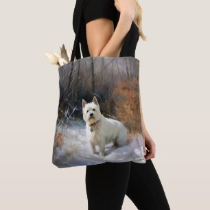 Bolsa Tote West Highland White Terrier Deixe-o nevar no Natal