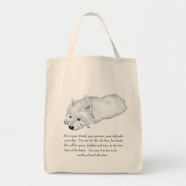 Bolsa Tote West Highland White Terrier Keepsaname (Frente)