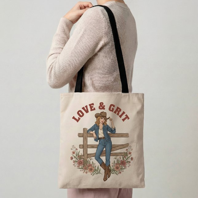 Bolsa Tote Western Amor & Garra Presente de Cowgir (Criador carregado)