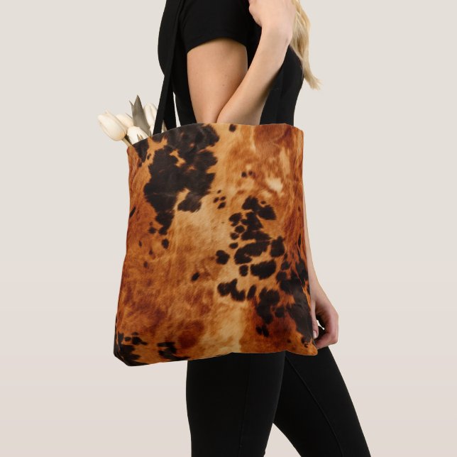 Bolsa Tote Western Brown Cowhide (Close Up)