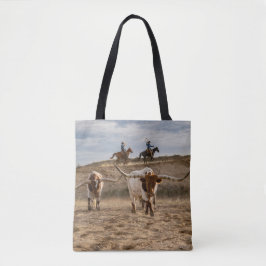 Bolsa Tote Western Cowboys with Longhorn Cattle