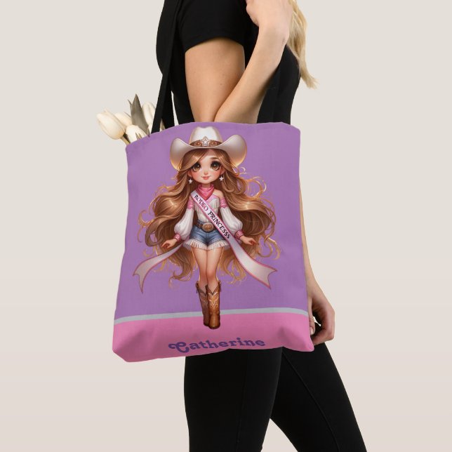 Bolsa Tote Western Cowgirl Rodeo Princess 1 Personalizada (Close Up)