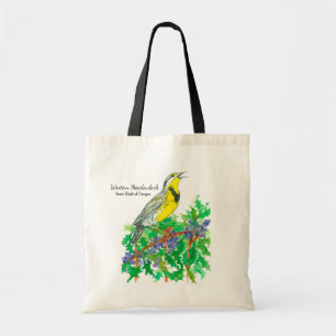 Bolsa Tote Western Meadowlark Oregon Flowers Bird