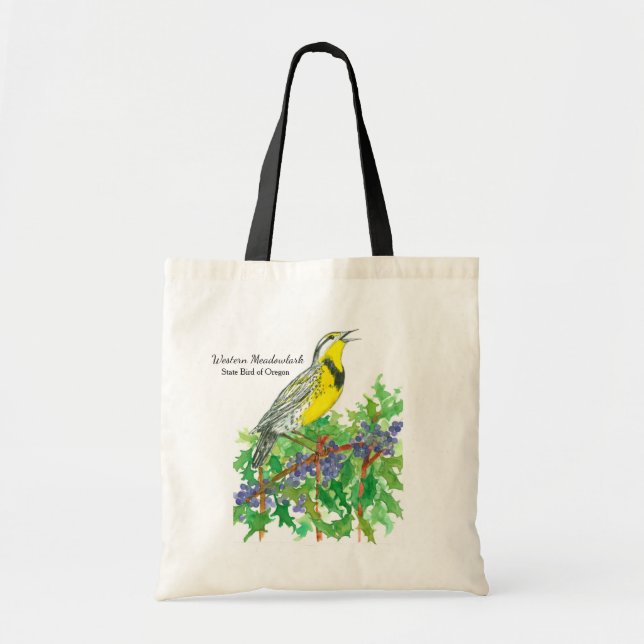 Bolsa Tote Western Meadowlark Oregon Flowers Bird (Frente)