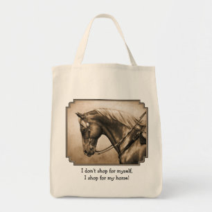 Bolsa Tote Western Ranch Horse Antiga Foto Sepia