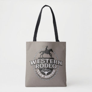 Bolsa Tote Western Rodeo ADD NAME Old West Steer Roping Roper