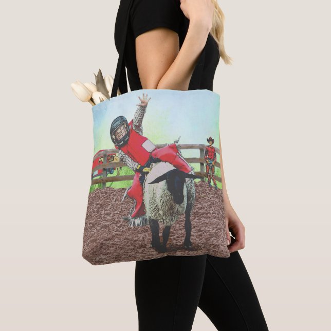 Bolsa Tote Western Rodeo Cowboy Cowboy Mutton Busting (Close Up)