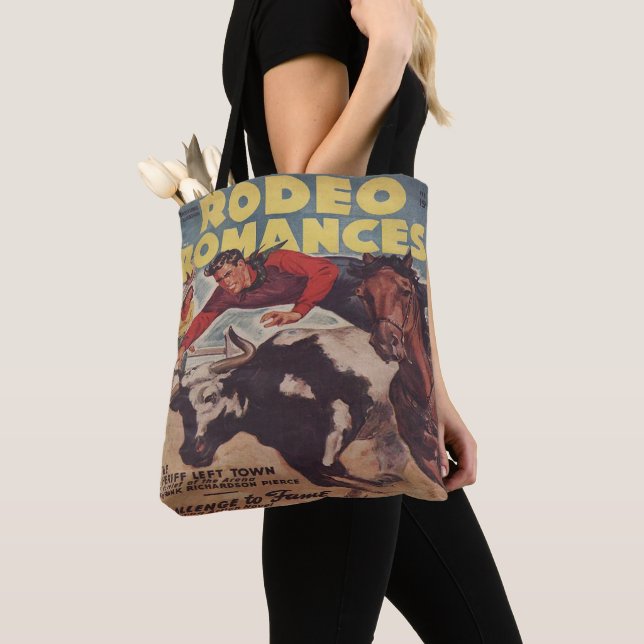 Bolsa Tote Western Rodeo Cowboy Steer Luta Rodeo Romance (Close Up)