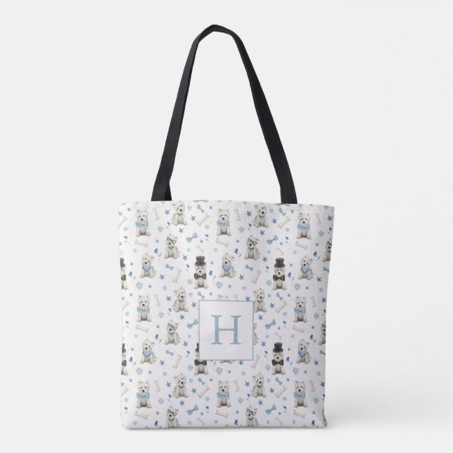 Bolsa Tote Westie Branco com Acessórios Monograma (Verso)