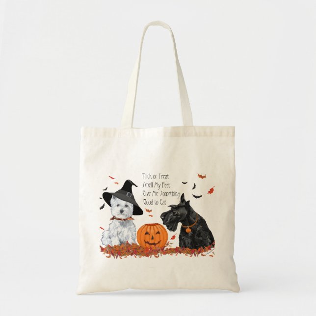 Bolsa Tote Westie e Scottie Halloween (Frente)