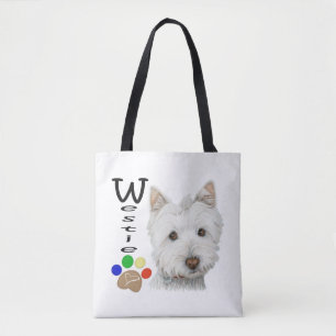Bolsa Tote Westie persegue a arte por todo o lado na sacola