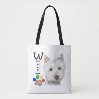 Bolsa Tote Westie persegue a arte por todo o lado na sacola