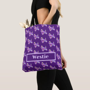 Bolsa Tote Westie Terrier Cute Purple Dog Silhouette