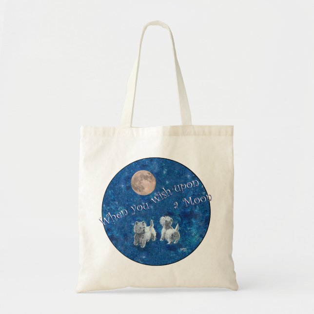 Bolsa Tote Westies Desejando na Lua (Frente)
