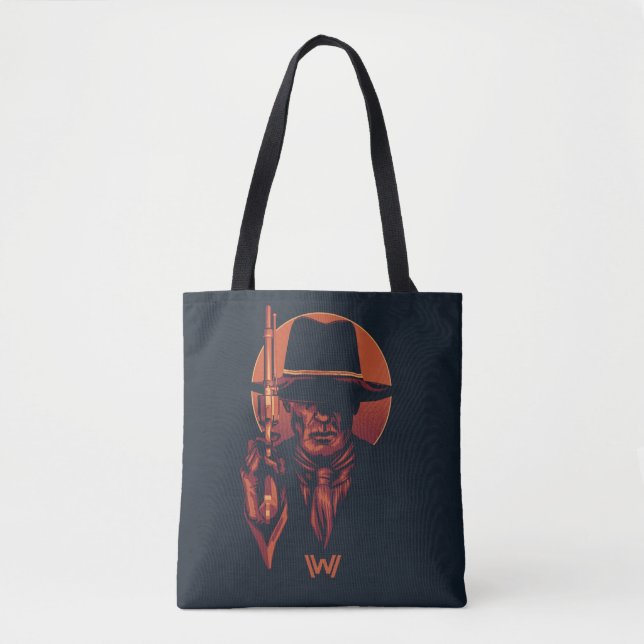 Bolsa Tote Westworld | Homem de preto com revólver (Frente)