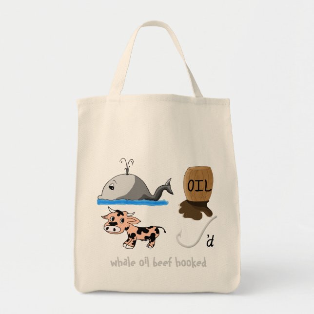 Bolsa Tote Whale Oil Beef Slogan divertido (Frente)