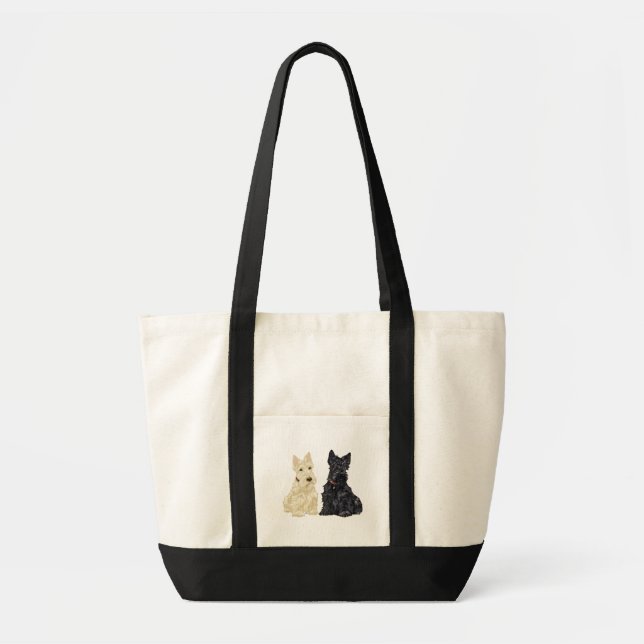 Bolsa Tote Wheaten e Black Scottish Terriers (Frente)