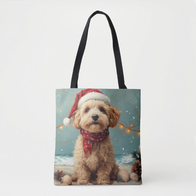 Bolsa Tote Wheaten Terrier Dog Christmas Vintage Beach (Frente)