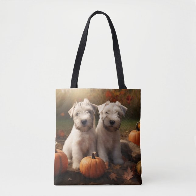 Bolsa Tote Wheaten Terrier Puppy Autumn Delight Pumpkin (Frente)