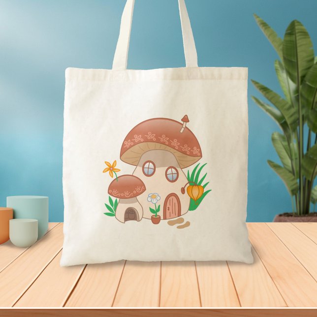 Bolsa Tote Whimsic Fairy Mushroom House (Criador carregado)