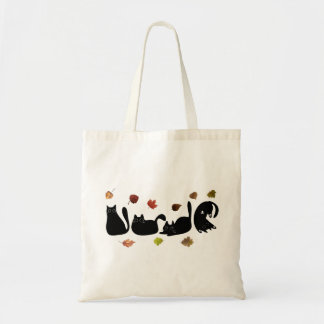 Bolsa Tote Whimsical Cat Line Art with Autumn Leaves