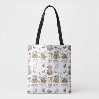 Bolsa Tote Whimsical "Compost Your Expectations" Frog & Cat P