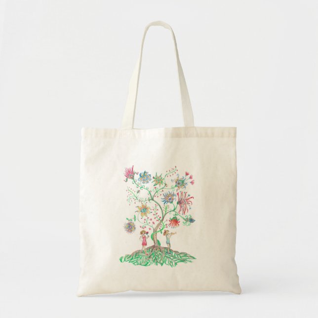 Bolsa Tote Whimsical Floral Tree  (Frente)