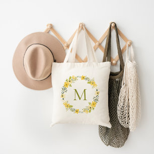 Bolsa Tote Whimsical Floral Wreath Monograma