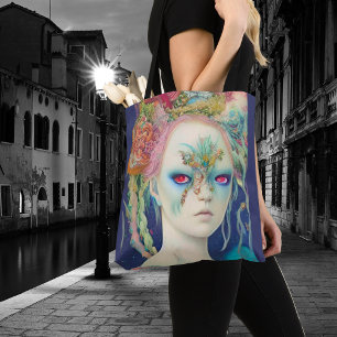 Bolsa Tote Whimsical Girls Face Nymph Fairy Witch Magical